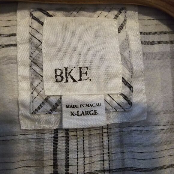 BKE Slim Fit Button‎ Up Shirt Pearl Snap XL Men's White Gray Plaid Western - Picture 4 of 5